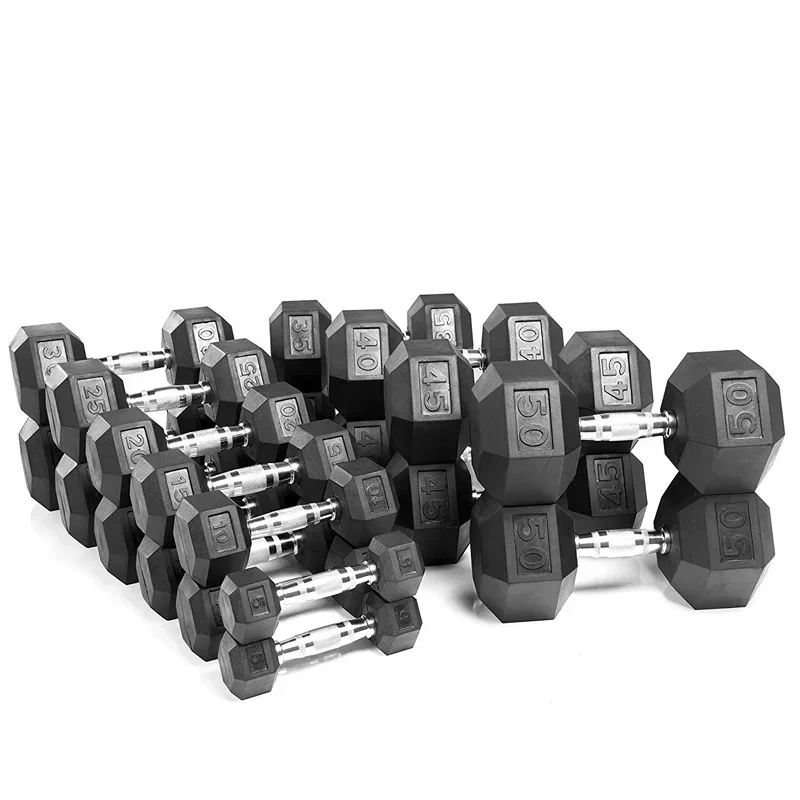 Rubber Round Dumbbell Exercise 5kg 7kg 10kg Dumbbells Home Gym Hex Dumbbell SetCheap Price
