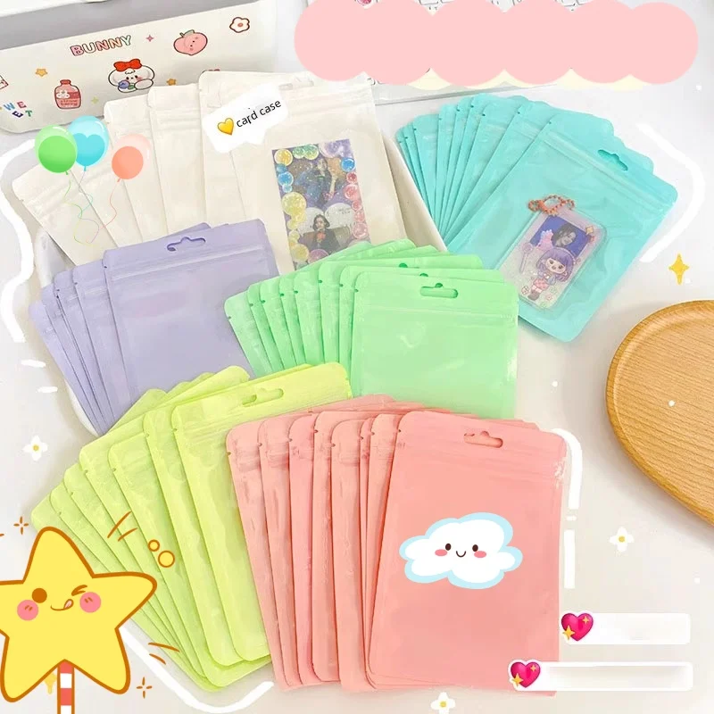 

INS 10pcs/pack Candy Color Kpop Photocard Storage Bag Idol Photo Cards Protective Case Stationery Card Case Packaging Bag New