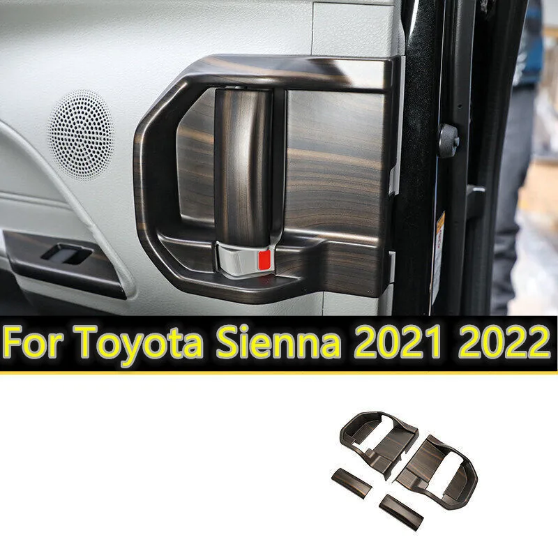 

Wood Grain Interior Rear Door Bowl Panel Cover Trim Car Decoration For Toyota Sienna 2021 2022