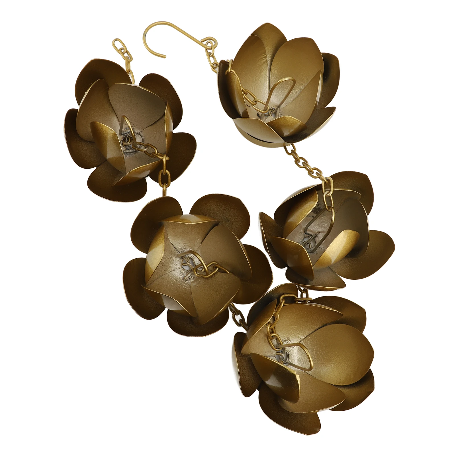3.9ft Rain Chain Gold Flower Galvanized Iron Rust Proof Rain Catcher Chain for Home Outdoor Garden Balcony Decoration