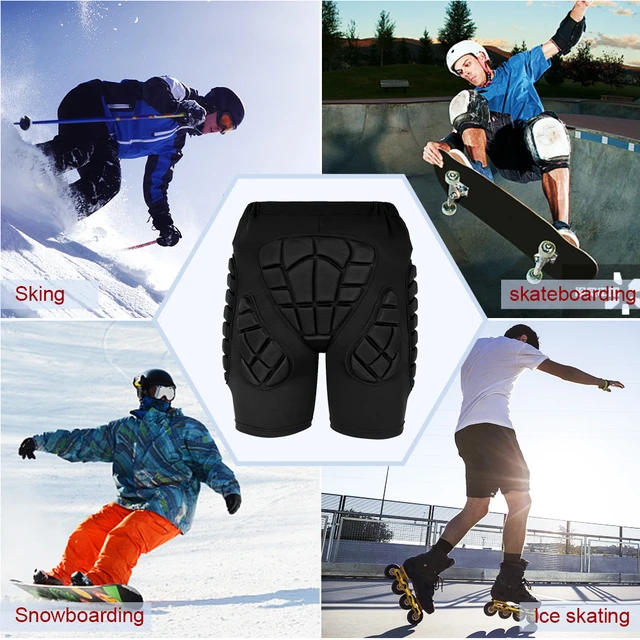 Pantalones cortos acolchados de protección 3D para patín, protección  elástica ultrafina para esquí, Snowboard, Protector de