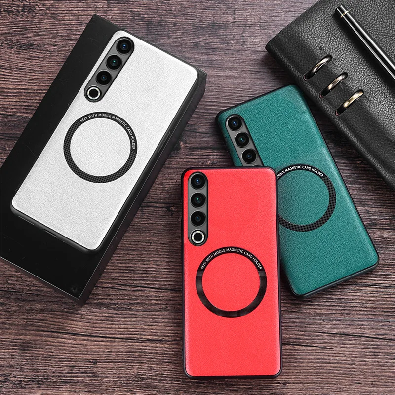 

For Meizu 20 Pro Magsafe PU Leather Wireless Charging Protective Back Cover Case for Meizu 20 Phone Case White for Meizu 20 Pro