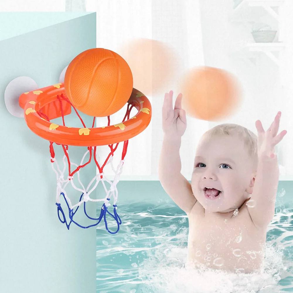 1 Set Funny Kids Bath Toys Plastic Bathtub Basketball Hoop with 3 Balls