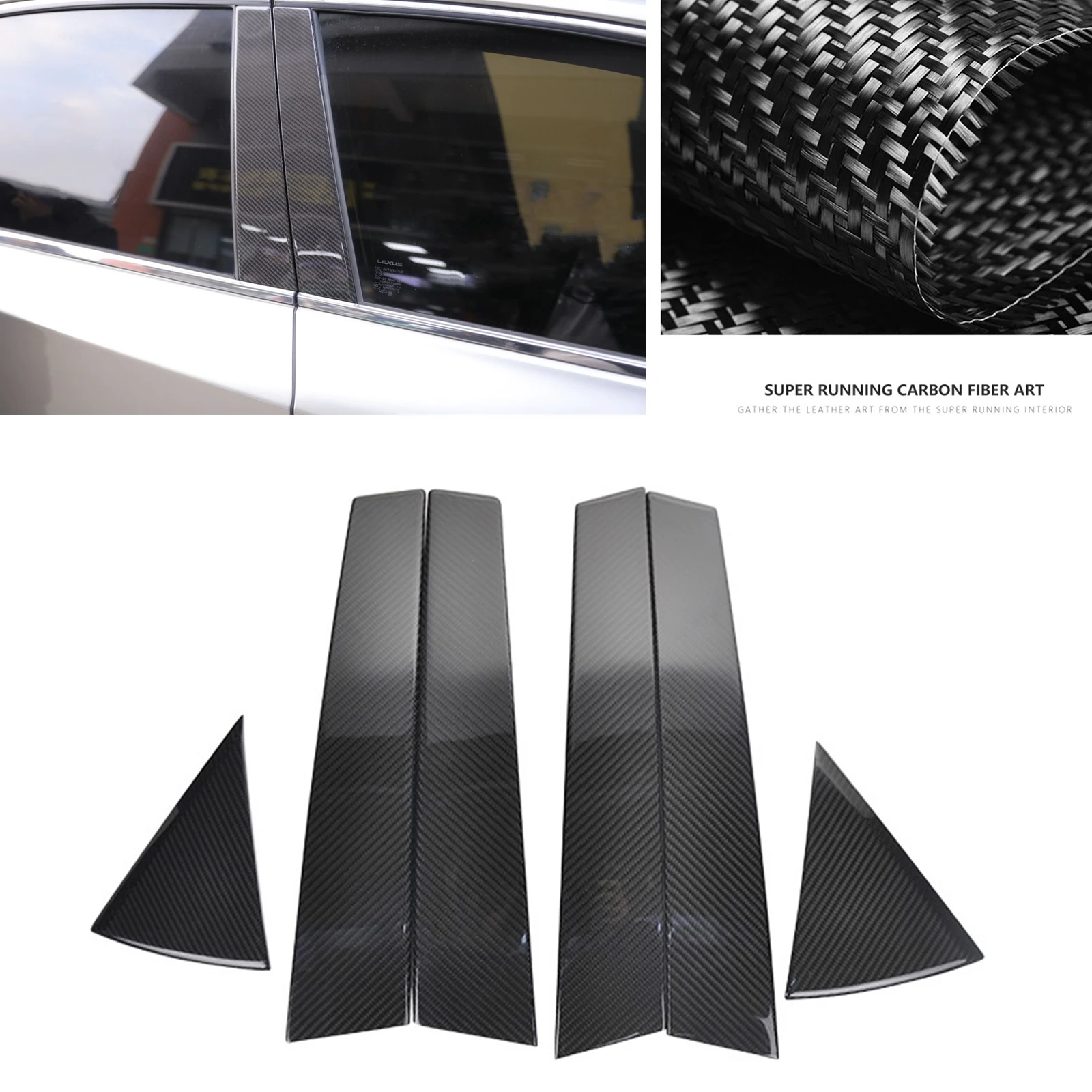 

For Lexus NX200 NX300 NX200t NX300h 2015-2021 Carbon Fiber Car Window Center B C Pillar Trim Exterior Sticker Cover Seal Strip