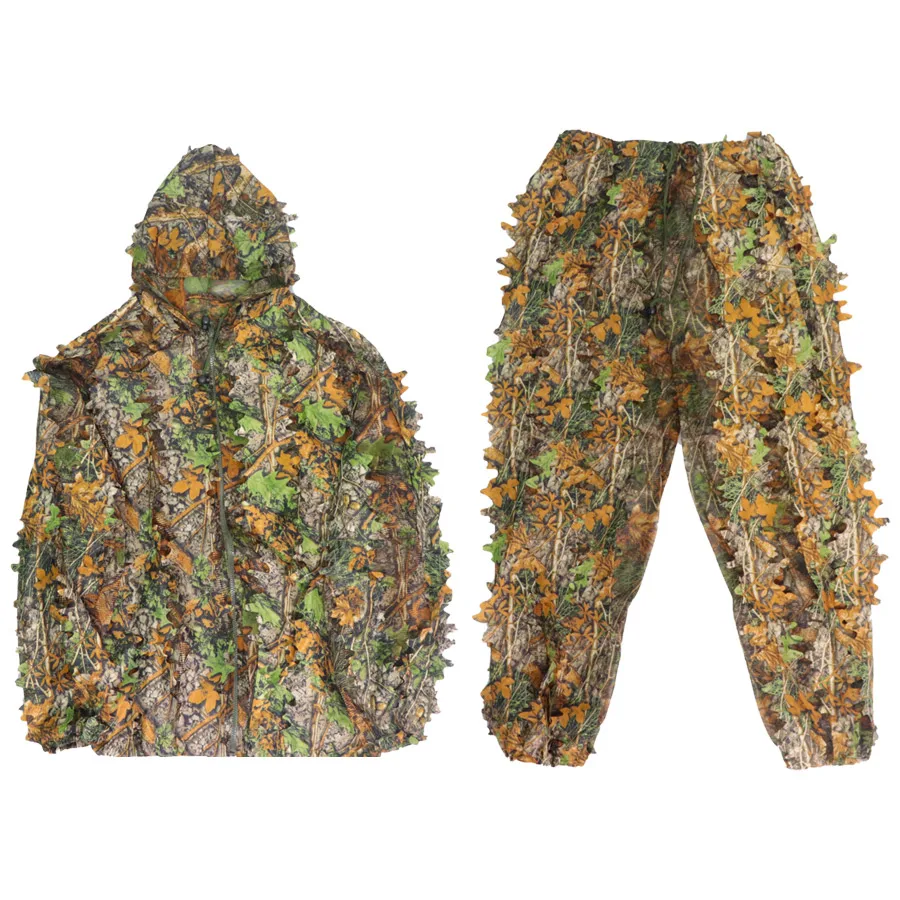 Sniper CS Bionic Camouflage Suit Men 3D Maple Leaf Ghillie Suits White Snow Hunting Suits Invisible Camo Full Set ghillie suit