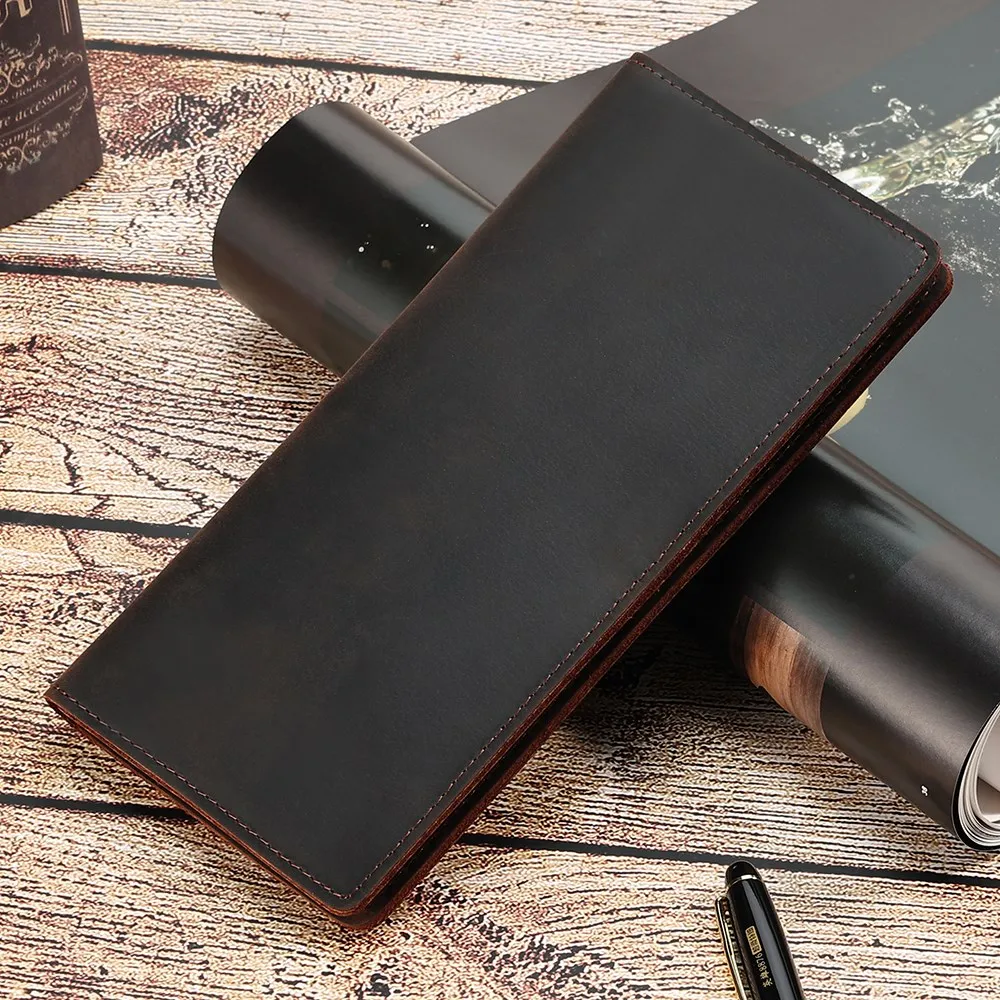 JOYIR Genuine Leather Wallet Men Leather Long Wallet Clutch Bag Vintage Male Purse for Checkbook Credit Cards Minimalist Purses 4