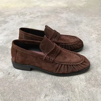 New French retro flat shoes made of pure handmade calf leather, Le Fu women's rubber sole, one-step comfortable and casual singl 1