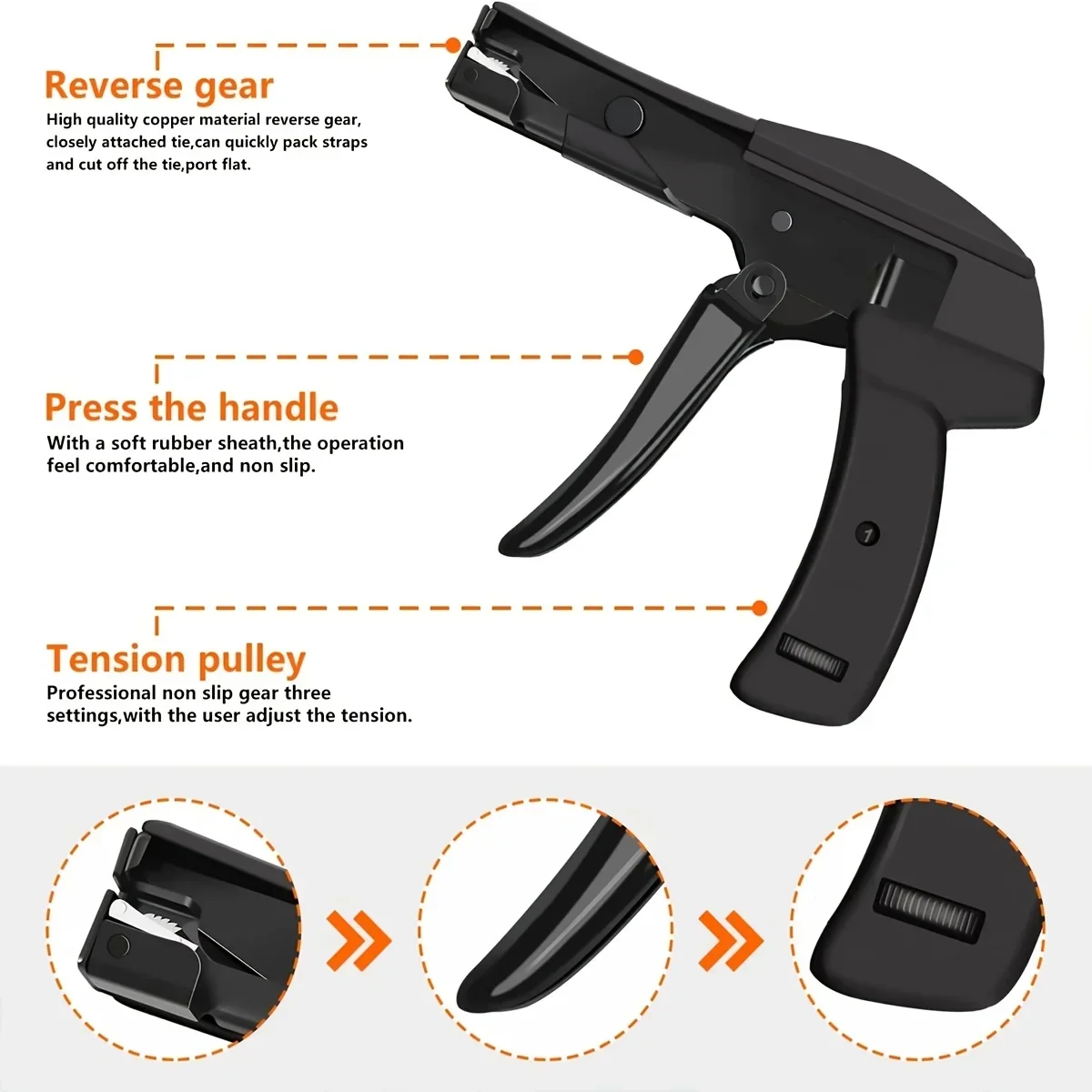 Cable Tie Toolautomatic Tensioning Cut Off For Nylon Fasteningcable And Flat Head Zip Tie With Steel Handle Strapping Tensioner 2