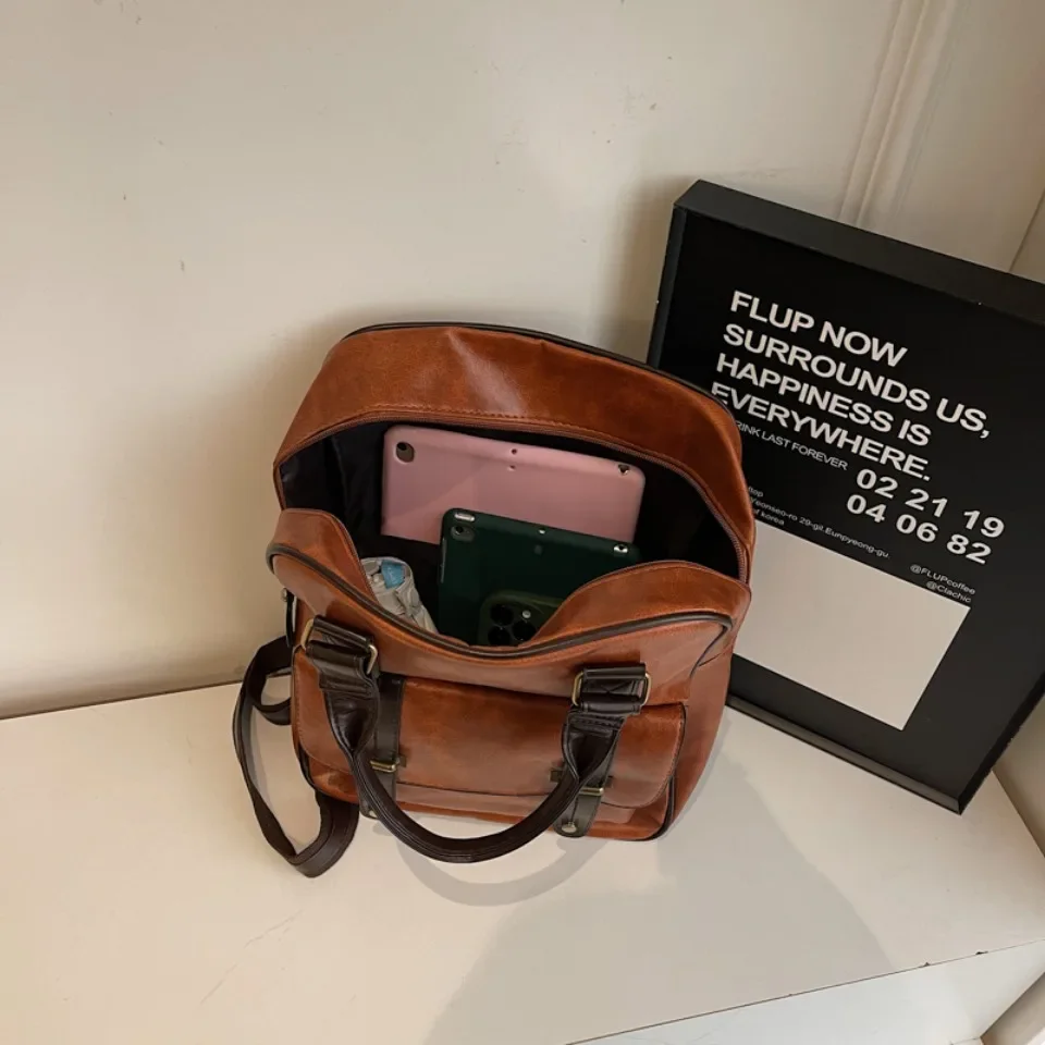 Vintage Women Backpacks High Quality Soft Leather Rucksack Student School Bag Casual Travel Knapsack Fashion Designer Back Pack 6