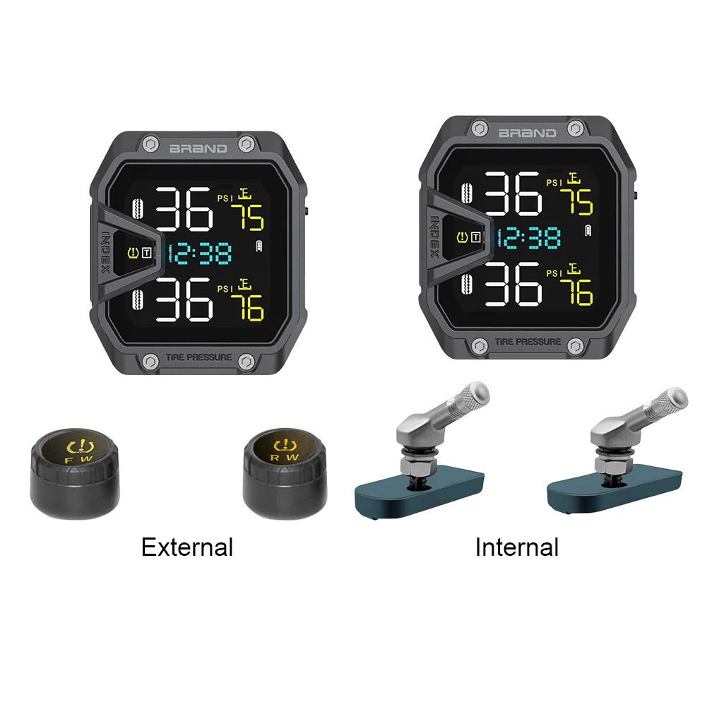 Motorcycle TPMS Tire Pressure Monitoring Alarm System LCD Display Wireless Tire Pressure Monitoring System Motorcycle 0.1~6.0bar