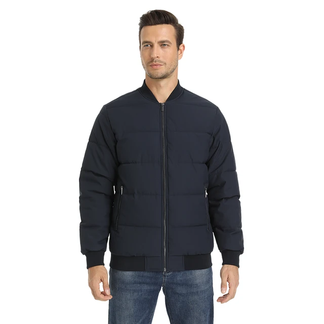 TACVASEN Chaquetas acolchadas para hombre, con cremallera completa, forro  polar, casual, resistente al viento, abrigo universitario, Naranja