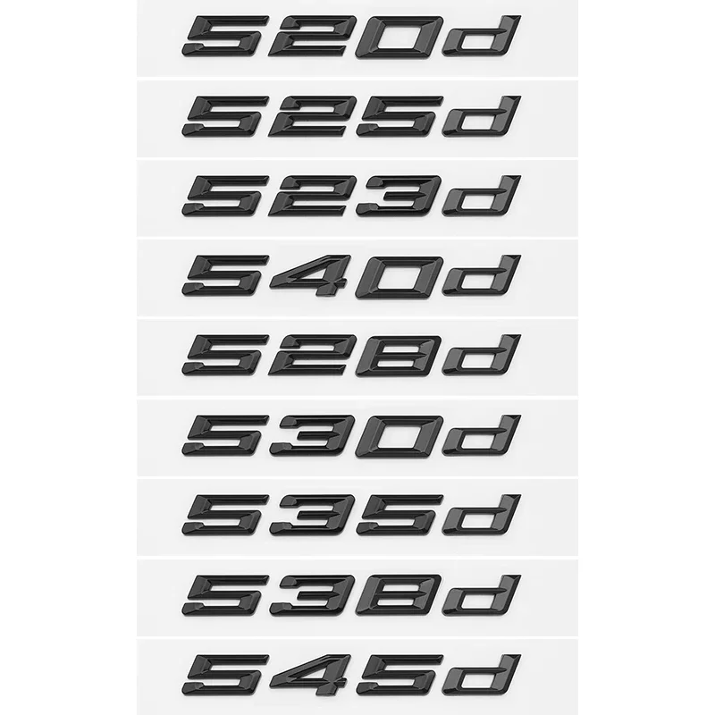 자동차 스타일링 트렁크 문자 엠블럼, 후면 뚜껑 로고, 블랙, BMW 5 시리즈 E39 E60 E61 F10 F11 G30 520d 523d 525i 528i 530e 535i 540e