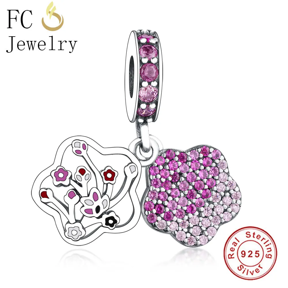 

FC Jewelry Fit Original Pan Charms Bracelet 925 Sterling Silver Enamel Bloom Flower Bead Pendant Making Reflexions Berloque