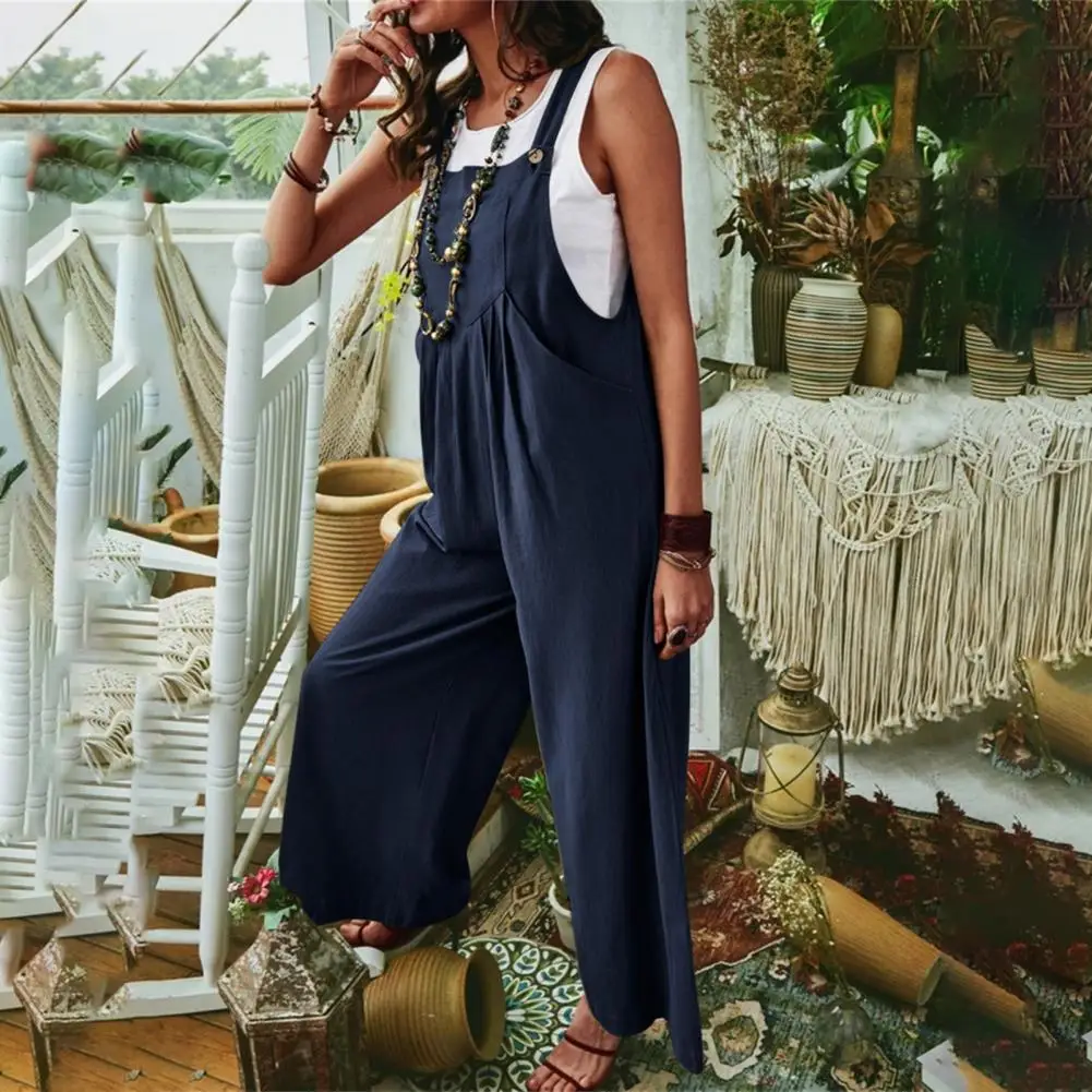 

Women Jumpsuit Stylish Breathable Thin Simple Solid Long Pants Overalls Romper Streetwear Bib Overalls Overalls Romper