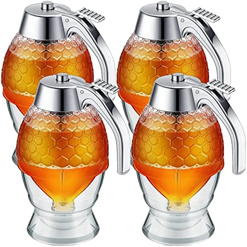 Honey Dispenser Syrup Dispenser Acrylic Honey Pot No Drip Honey Pourer