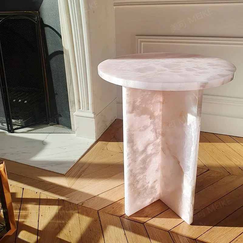 Description Picture 5 of itemyj Pink Jade Side Table Small Apartment Living Room Sofa Side Cabinet Corner Table Creative Art Small Coffee Table