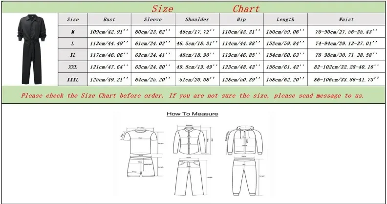 Description Picture 3 of item2023 Men Solid Color Jumpsuit Playsuit  Buttons Casual Cargo Clothes Overalls Turn Down Collar Long Sleeve Oversized Waist Pants