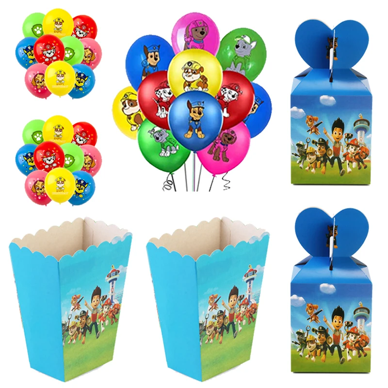 Paw Patrol Birthday Decoration Fornitore Stoviglie Usa E Getta Per Bambini Happy Anniversaire Popcorn Box Candy Box Balloons
