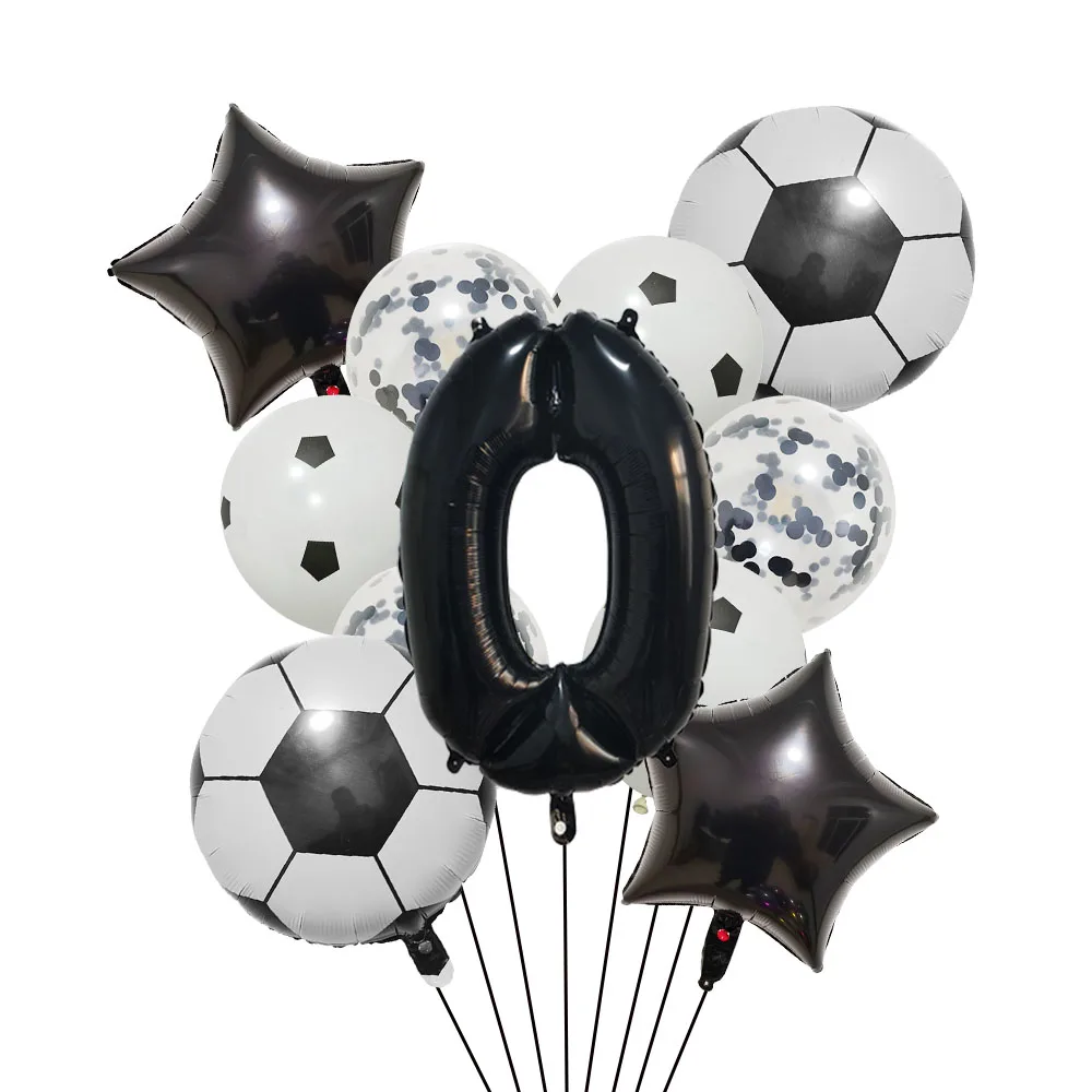 thumbnail image 1 of 1 juego de globos de helio de aluminio para fútbol, decoraciones para fiestas de cumpleaños para niños, bolas de números verdes de 32 pulgadas, suministros deportivos para fútbol, 1 of 5