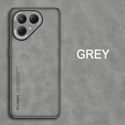 Shockproof Matte Leather Case with Soft Back Cover - Skin Feel Protector for Tecno pova 7 pro (GRAY)