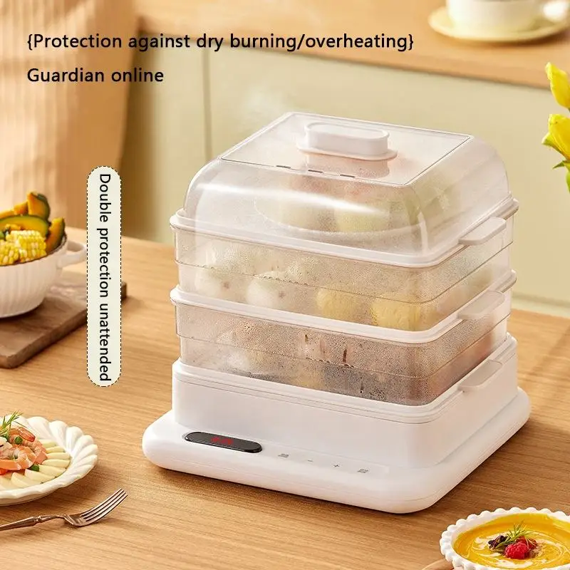 Household integrated multi-functional electric steamer stainless steel intelligent three-layer large capacity steam pot