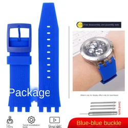 Silicone Strap for Swatch SVG Mechanical Watch - Men's Soft Rubber Watch Band Accessories (22mm) (Blue)