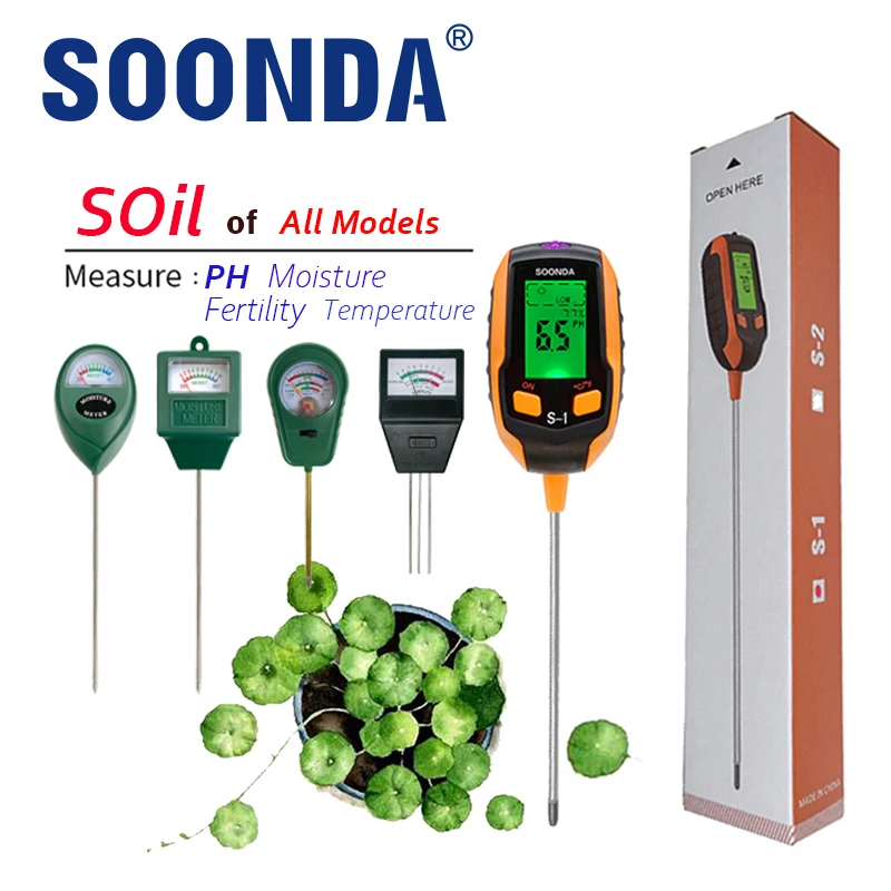 Auto 5-In-1 Pot Tester Del Suolo Analizzatore Di Ph Tester Per Termometro Umidità Acidità Ph Umidità Vitalità Per Piante Da Giardino Terreno Ph