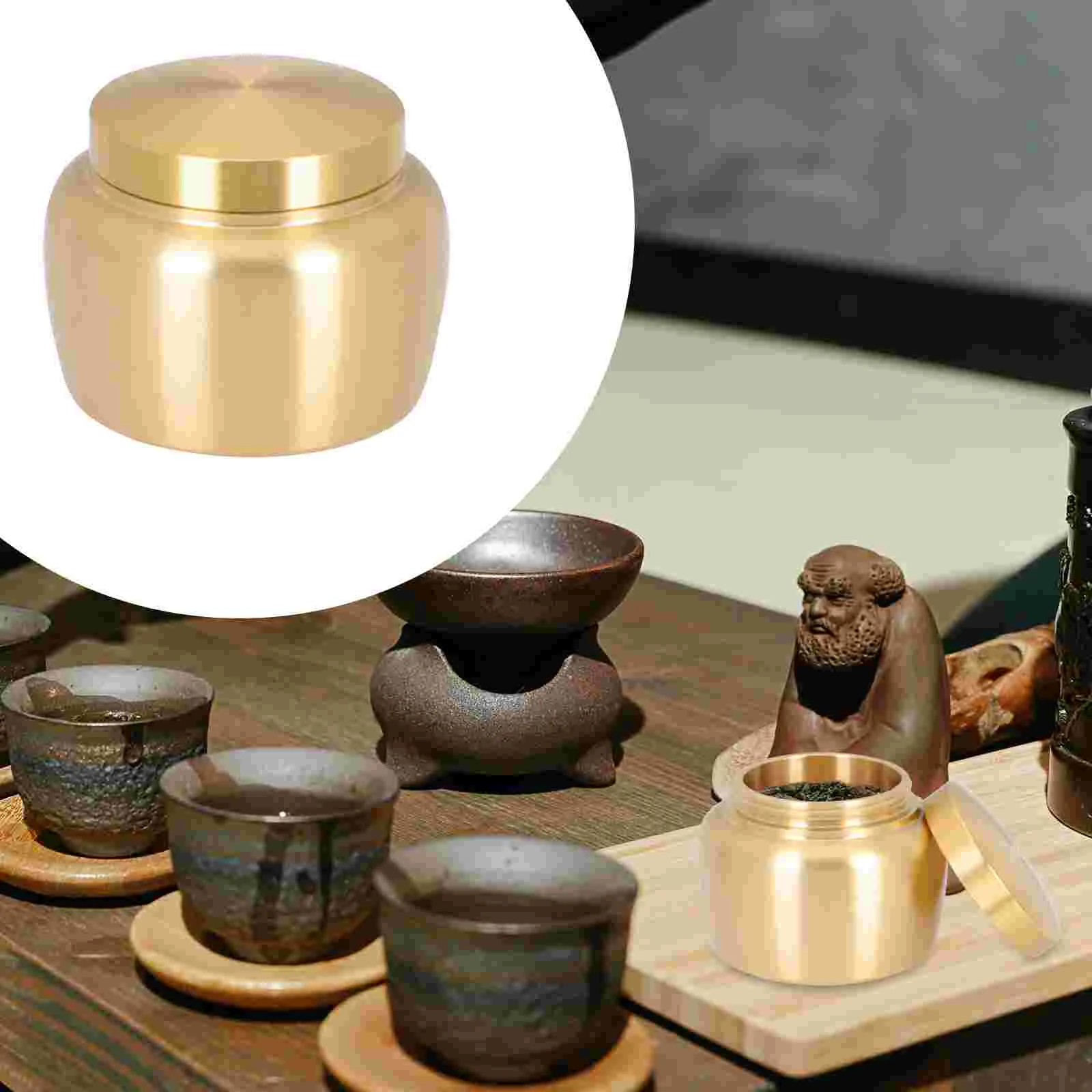 Portable Mini Copper Tea Canister Pure Copper Powder Jar Storage Container Sealed Cream Can Home Storage ganization Tin Boxes