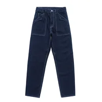 Sauce Zhan Mens Vintage Indigo Wabash Jeans Striped Selvedge Workwear Jeans - Men's American Classic Relax Fit Straight Leg 1