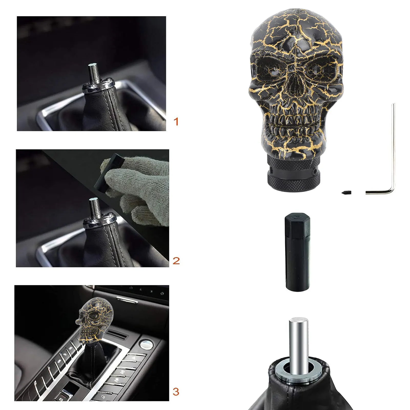 

Skull Gear Shift Knob Head Resin Shifter Lever Knob Car Transmission Shifting Stick Handle for Most Manual Vehicles