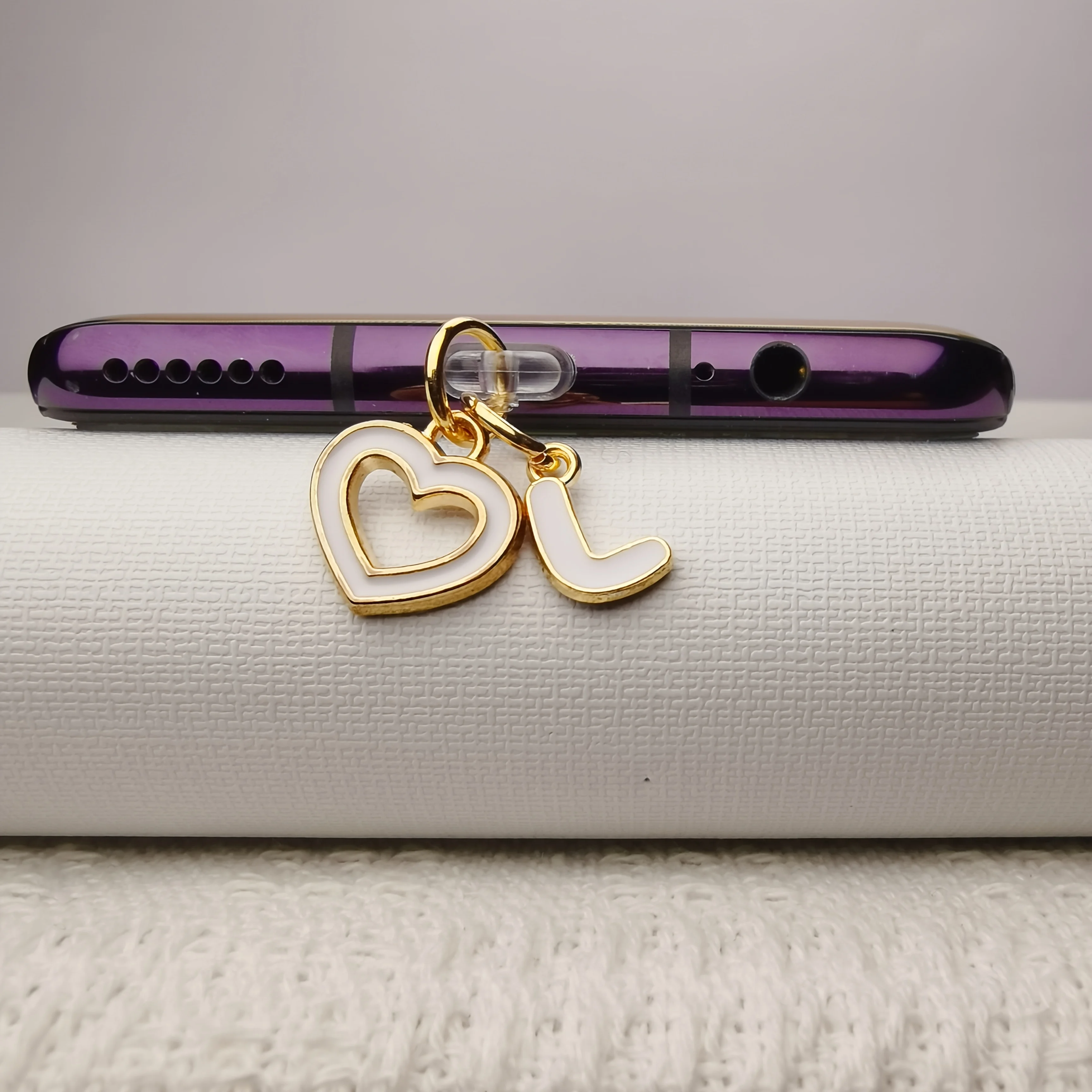 Heart-Shaped Alphabet Phone Dust Plug & Charm Set for Personalized Decoration