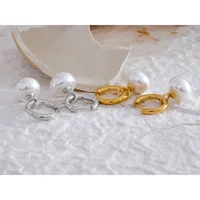 Yhpup High Quality Imitation Pearls Drop Stainless Steel Golden Korean Hoop Earrings Charms Fashion Jewelry Bijoux Femme Gift - Image 3
