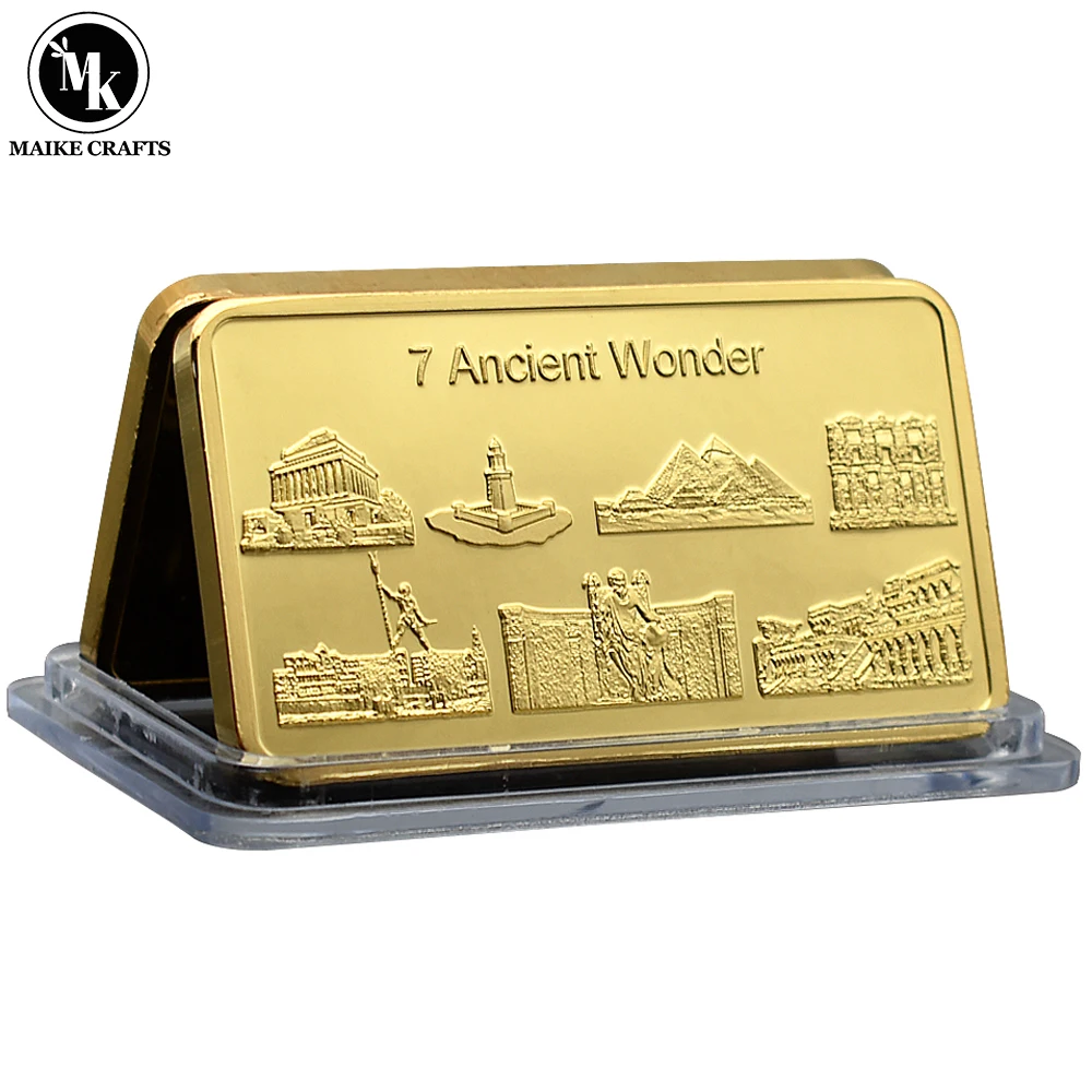 Nuove Sette Meraviglie Del Mondo Antico Gold Bar Metal Relief Medal Regalo Commemorativo Della Collezione Di Monete