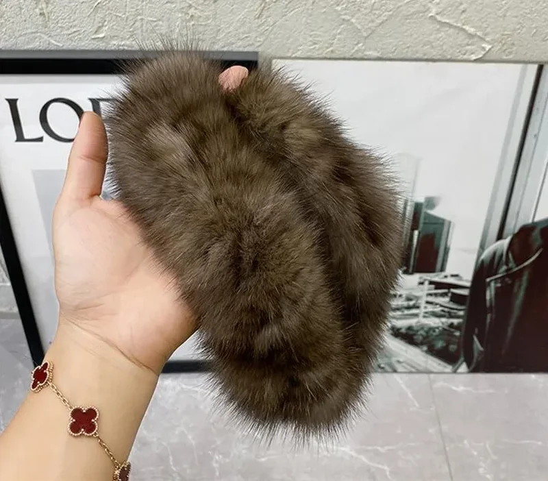 Echtes Zobel-Fell Stirnband Flauschiger Nackenwärmer Herbst Winter Damen Kragen Gemütliches Accessoire für Frauen – Detail 9