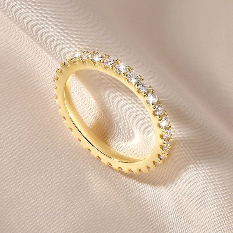 Ehhai 2mm Vollrunder Moissanit Eternity-Ring für Damen Stapelbarer Verlobungsring Feiner Schmuck Hochzeits-Jahrestagsgeschenke – Detail 22