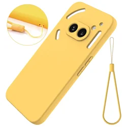 Liquid Silicone Phone Case with Anti-Slip Strap for Nothing Phone 2 (Yellow)