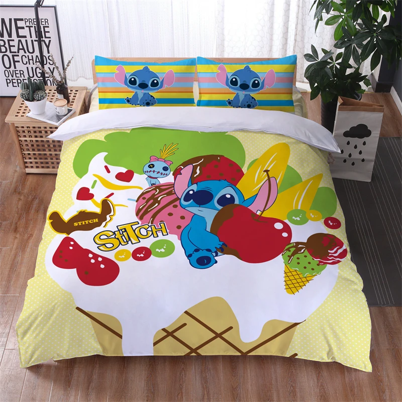 Lilo & Stitch Disney Cartoon Bedding Set Print Duvet Cover Sets Pillowcases Home Textile Children Boys Girls Bed Set Bedclothes