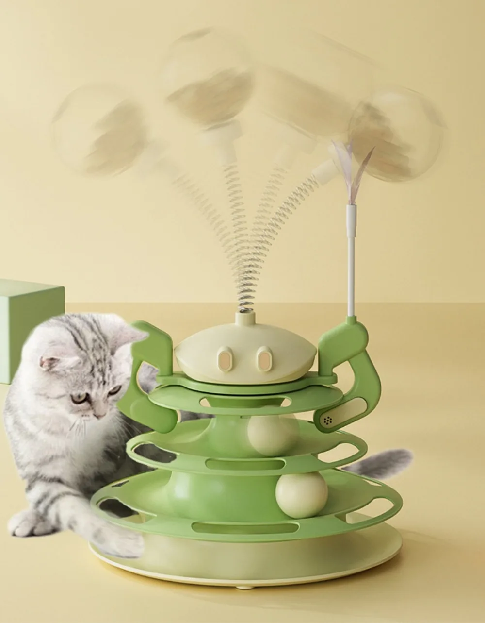 3 Layer Cat Toy Tower Interactive Physical Exerciser Cat Food Toy Entertaining Stimulating Pet Plaything Indoor Use - PeticaDeals
