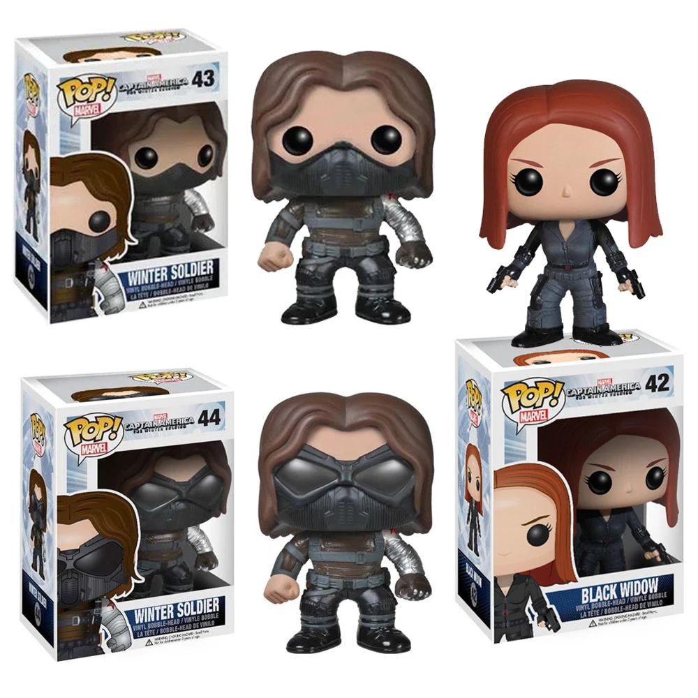 thumbnail image 1 of Funko pop CAPTAINAMERICA Black Widow #42 Winter Soldier #43#44 Figura de vinilo Muñeca Modelo Juguetes, 1 of 5