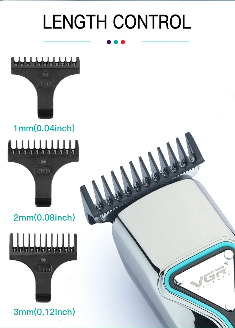 VGR Hair Clipper Cordless Hair Cutting Machine Professional Barber Electric Beard Trimmer Rechargeable Trimmer for Men