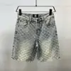 American Y2K Light Luxury Quality Retro Denim Shorts Summer Hip Hop INS Men Loose Shave Jacquard Couple Denim Five Point Pants 2