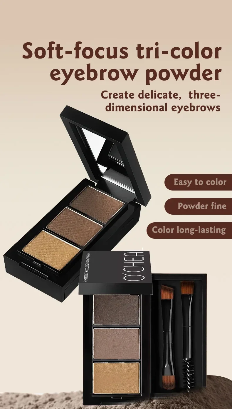 Description Picture 2 of item3 In 1 Three-dimensional Eyebrow Powder Waterproof Long-lasting 3D Eyebrow Dyeing Eyebrow Cream Enhancer Cosmetics Women Makeup