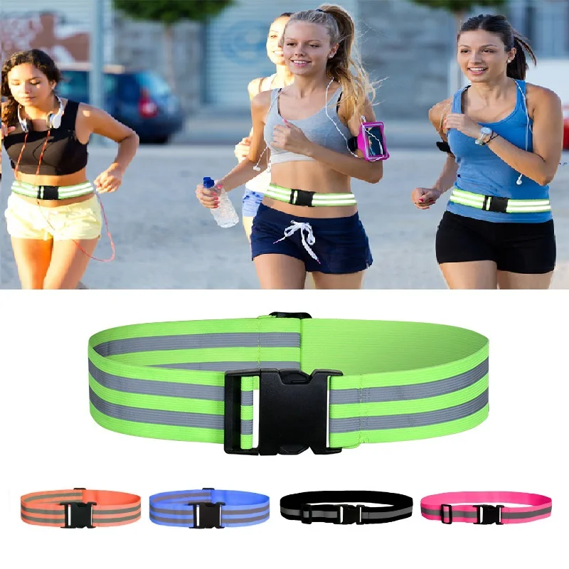 Reflective Straps Elastic Waistband Reflective Strips High Visibility Safety Straps Reflective Band Glow Belt for Night Running Walking