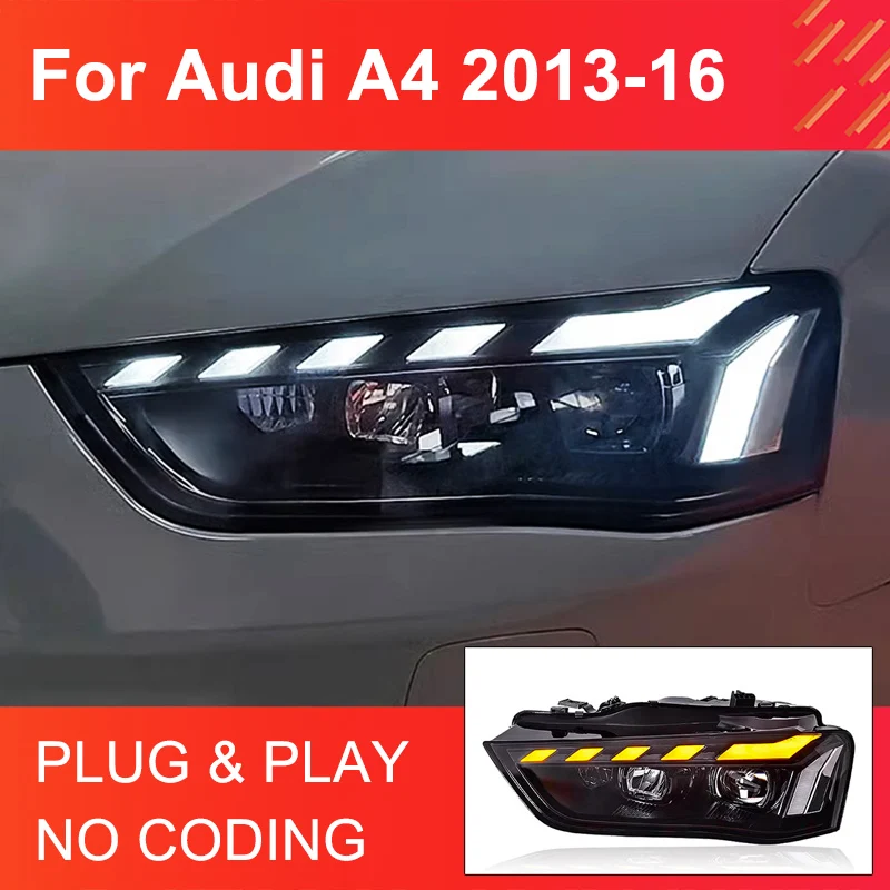 

1 Pair LED Headlight Assembly for Audi A4 RS4 B8 2013-2016 Headlights Plug and Play with LED DRL Dynamic Turning Head Lights
