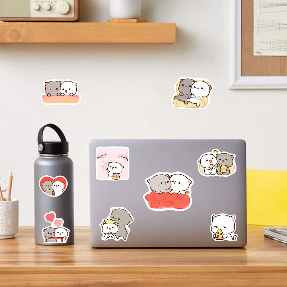 Couple Cat Stickers Cartoon Kawaii DIY Gift Decal Doodles for Scrapbook Skateboard Luggage Phone Waterproof Stickers