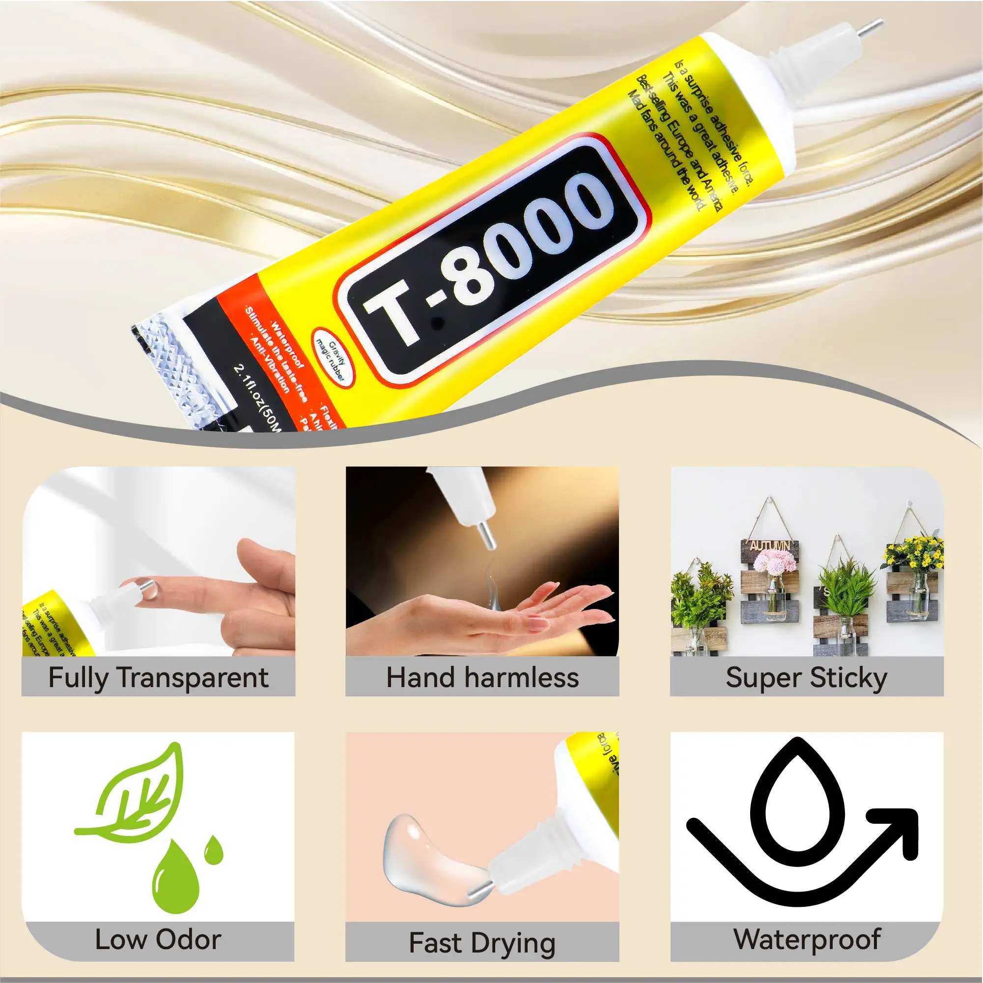 1pcs Phone Repair Glue LCD Screen Glue T8000 Cell Phone Adhesive Phone Glue Electronic Glue T8000 Multifunction DIY Adhesive 2