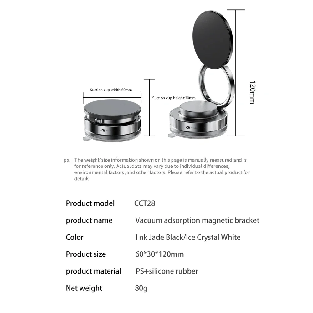 Kebidumei Foldable Phone Holder Car Magnetic Vacuum Adsorption Bracket 360 Degree Rotation GPS Navigation Support Sucker Stand