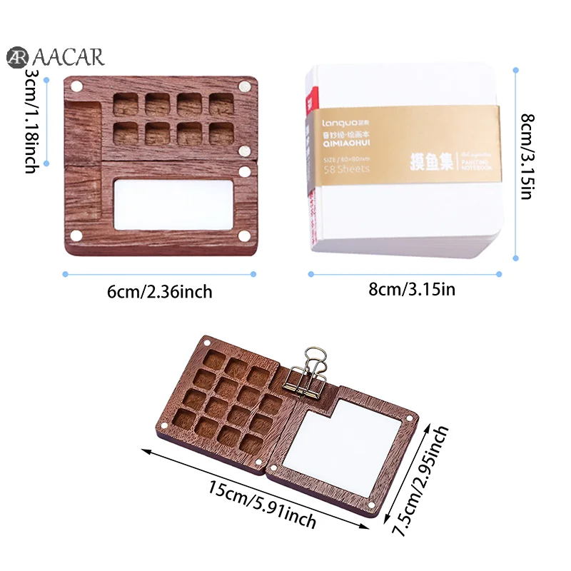 Professional Empty Wooden Nail Art Mini Nail Art Practice Paint Palette 8 Grid Paint Palette Tray Painting Practice Supplies