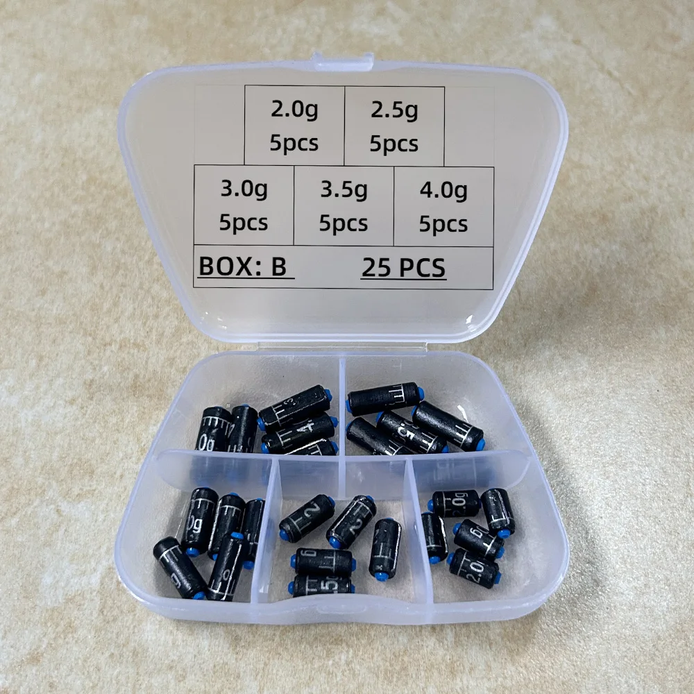 Lead Sinker Fishing Ruler Set - Quick Replace Weight Sinkers (1.5g-5.0g) - 25-130 pcs/box
