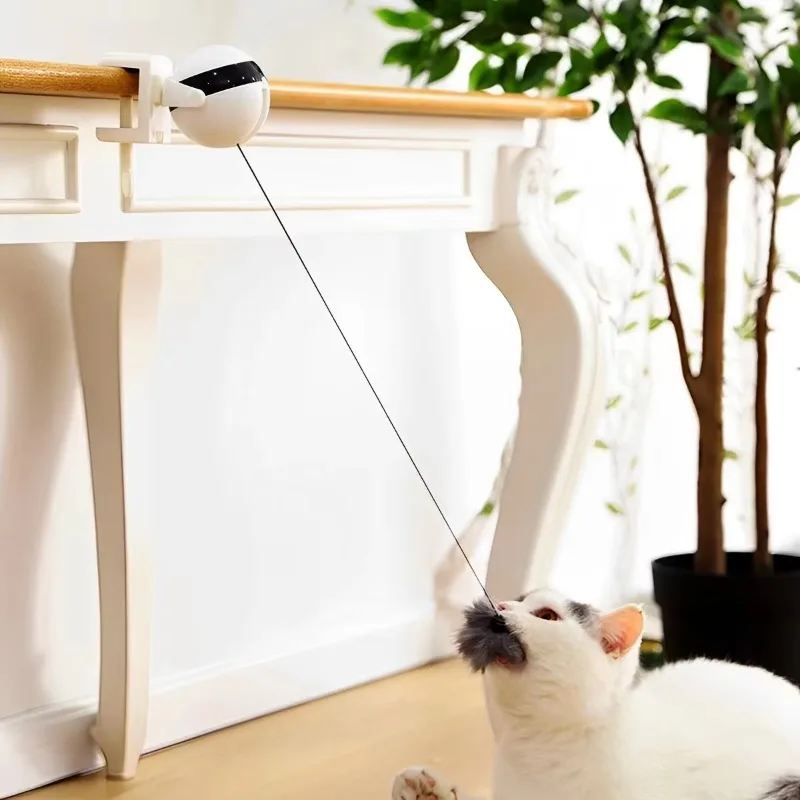Automatic Cat Teaser Toy Hands-Free Play 7cm Ball Clamp Design 5-Minute Simple Style Auto Shutoff Cat Playing for Pets Ball Toy